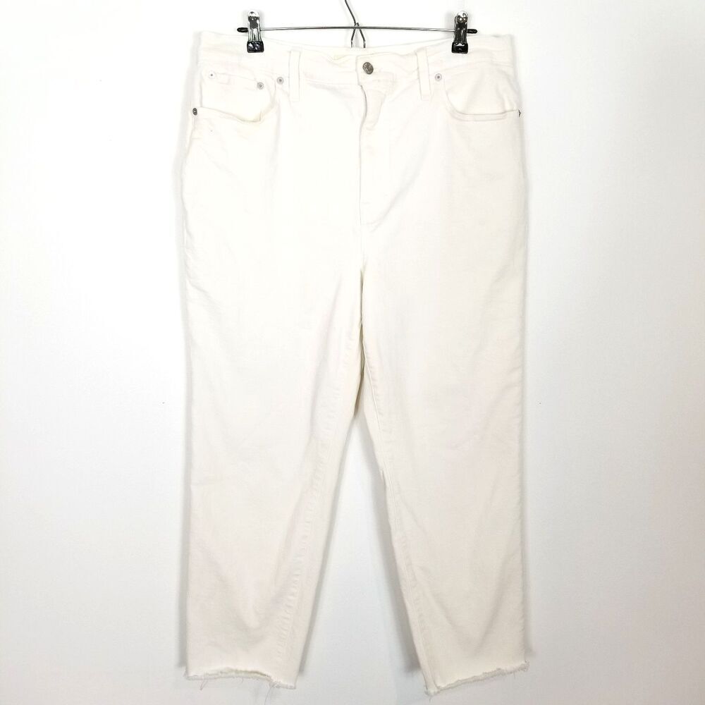 Madewell Women The Momo Jean Sz 32 White Denim Cropped Summer High‎ Rise